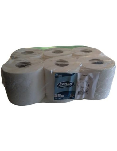 PAPEL SECAMANOS AMOOS INDUST 2 CAPAS 32G/M2 CEL BLANCO 60 MT 6UD