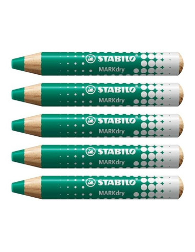 LAPIZ MARCADOR SECO STABILO MARKDRY PIZARRA BL.COLOR VE. CAJA 5 UD.