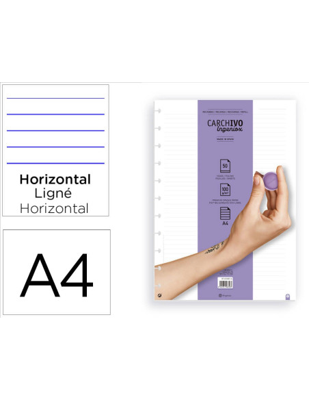 RECAMBIO CUADERNO CARCHIVO INGENIOX A4 50H. HORIZONTAL