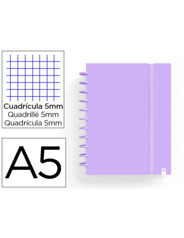 CUADERNO CARCHIVO INGENIOX FOAM A5 80H MALVA PASTEL