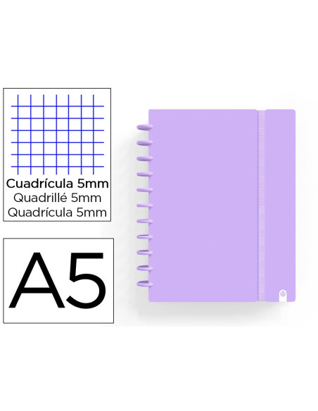 CUADERNO CARCHIVO INGENIOX FOAM A5 80H MALVA PASTEL