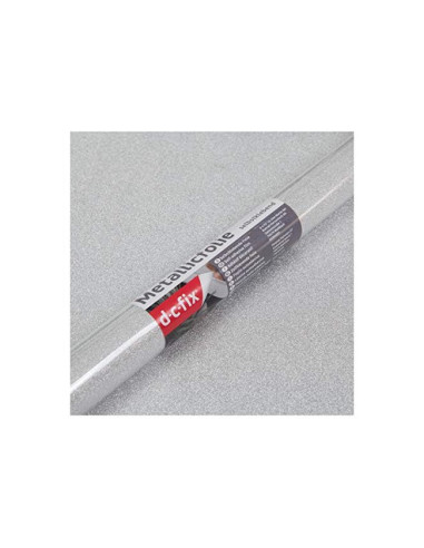 ROLLO ADH.D-C-FIX PLATA METAL BRILLO ANCHO 45 CM LARGO 1,5MT.