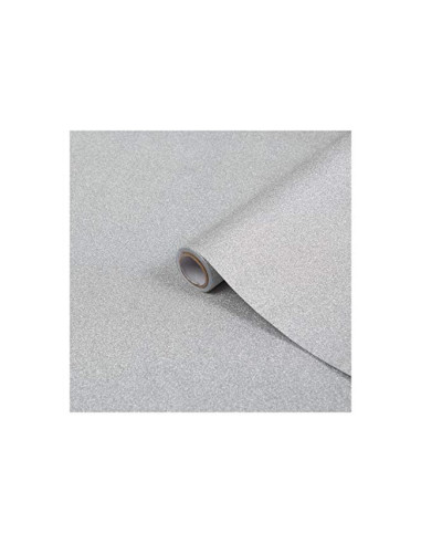 ROLLO ADH.D-C-FIX PLATA METAL BRILLO ANCHO 45 CM LARGO 1,5MT.