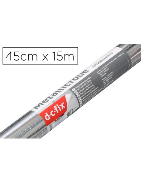 ROLLO ADH.D-C-FIX PLATA BRILLO ANCHO 45 CM LARGO 15MT.
