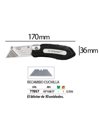 CUTER Q-CON.MET. PLEGABLE MANGO ANTIDESLIZA 19MM XD-925 CONCLIP