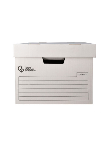 CONTENEDOR LIDERPAPEL CARTON AUTO 4 CAJAS 430X383X265MM BLANCO
