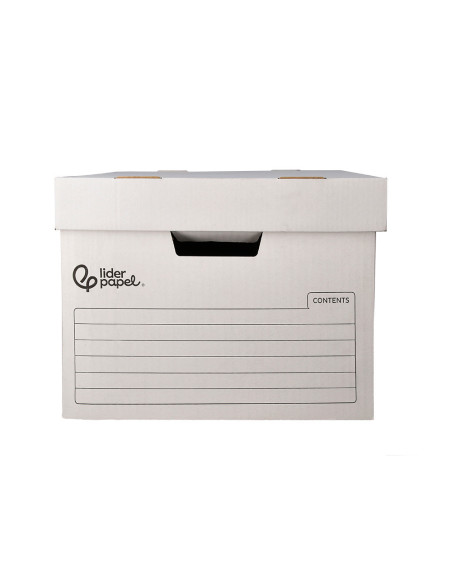 CONTENEDOR LIDERPAPEL CARTON AUTO 4 CAJAS 430X383X265MM BLANCO