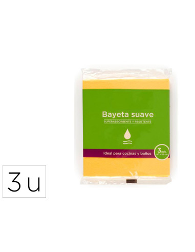 BAYETA MICROFIBRA SUAVE AM.PARA COCINAS BAÑOS 40X36 CM PK.DE 3 UD.