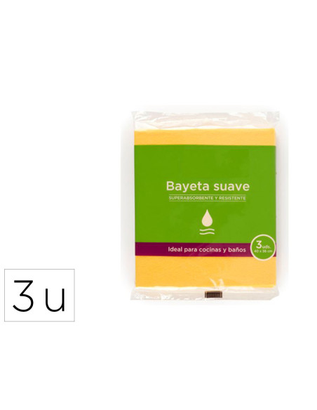 BAYETA MICROFIBRA SUAVE AM.PARA COCINAS BAÑOS 40X36 CM PK.DE 3 UD.