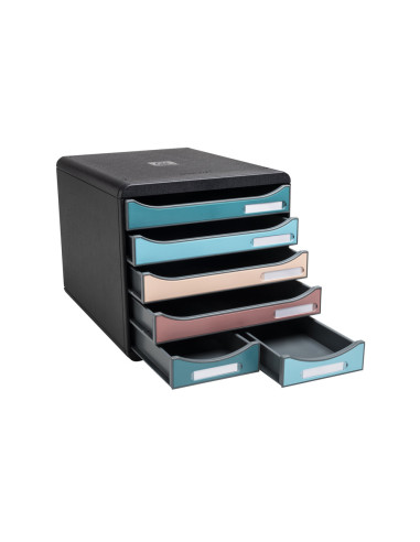 FICHERO CAJONES EXACOMPTA SKANDI A4+ PP. RECICLADO 6 CAJONES SURT.