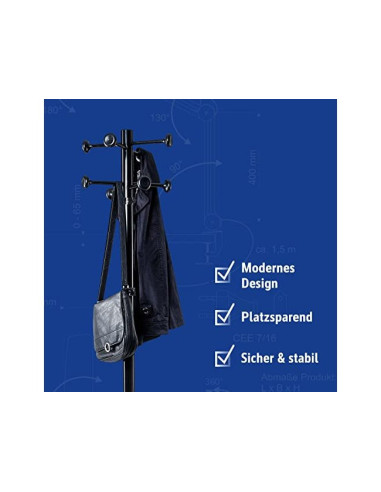 PERCHERO METALICO MAUL GRANDO 8 COLG. PARAGUERO NG.375X1750X365MM