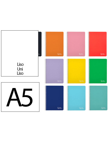 CUADERNO ESP. WITTY A5 T.DURA LISO 80H 75GR. SURT.*08412