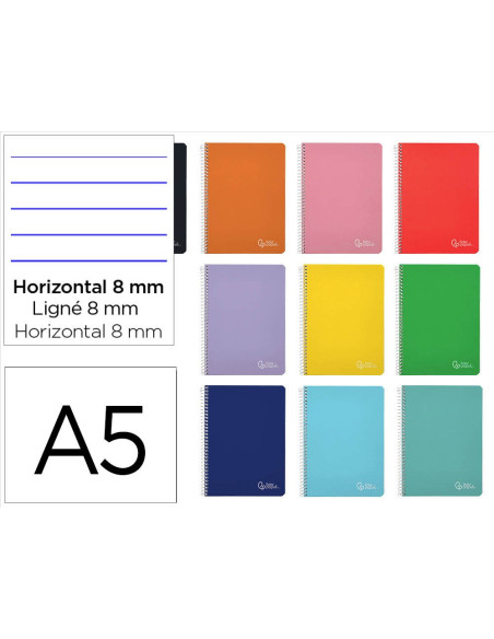 CUADERNO ESP. WITTY A5 T.DURA HORIZONTAL 80H. 75GR. COL.SURT.*08404