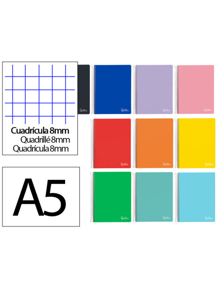 CUADERNO ESP. WITTY A5 T.DURA 8MM 80H. 75GR. SURT. *08403