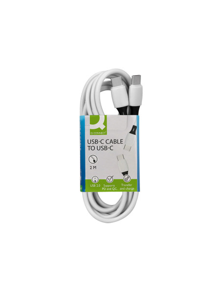 CABLE USB-C A USB-C Q-CONNECT PVC LONGITUD 2M BLANCO