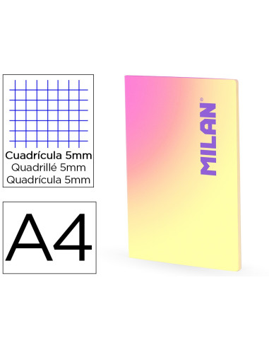 CUADERNO ENCOLADA MILAN COLECCION SUNSET A4 48H. 95GR.5MM AM.