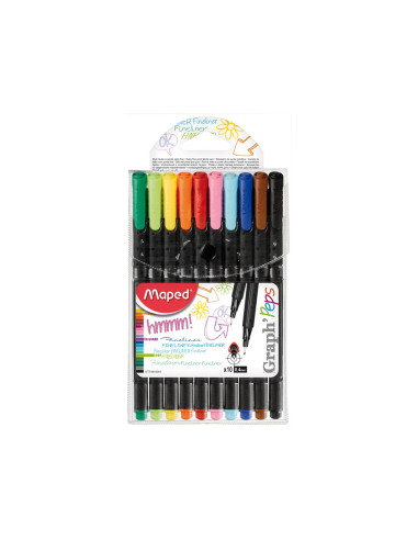 ROTULADOR MAPED PUNTA DE METAL GRAPH PEPS FINE LINER ESTUCHE DE 10 C