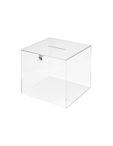 URNA ELECTORAL CUADRADA LLAVE METACRILATO 3MM 300X300X300MM