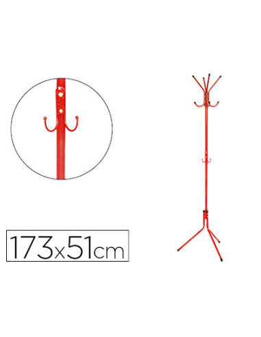 PERCHERO METALICO Q-CONNECT ROJO 8 COLGADORES 173X51 CM