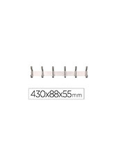PERCHERO  PARED METALICO 6 COLGADORES PLATA MATE 430X88X55MM 2