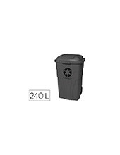 PAPELERA Q-CON.PLASTICO TAPADERA 240L GRIS 1040X610X610MM.RUEDAS 2