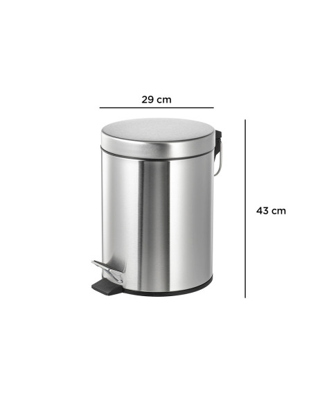 PAPELERA METALICA Q-CON.PEDAL CROMADA 43X29CM 20 LITROS