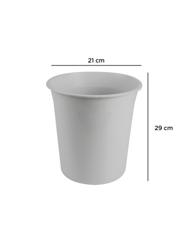 PAPELERA PLAST.Q-CON.GRIS OPACO 13LT.DIM. 275X285MM