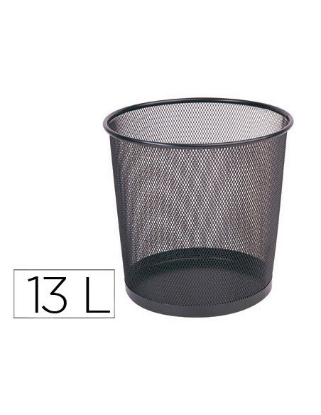 PAPELERA METALICA Q-CON.PR-N NEGRA REJILLA 265X285MM