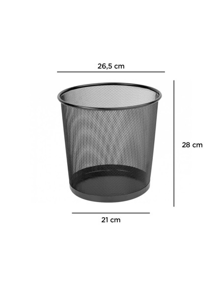PAPELERA METALICA Q-CON.PR-N NEGRA REJILLA 265X285MM