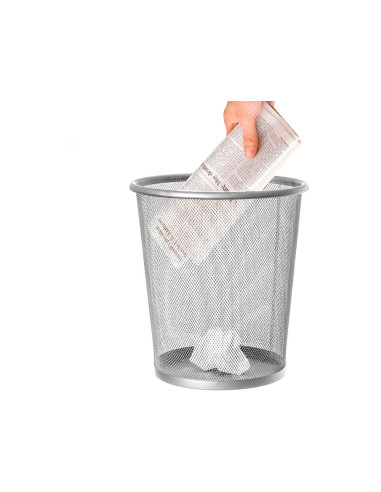 PAPELERA METALICA Q-CON.PR-P PLATA REJILLA 265X285MM