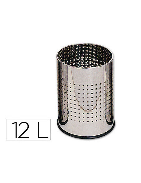 PAPELERA METALICA GY9903 PERFORADA CROMADA 250X325 MM