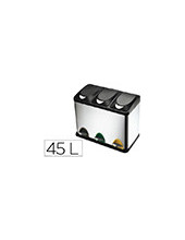 PAPELERA Q-CON.METALICA TAPA PLAST. Y PEDAL 3 DEP. 45L 605X340X485 MM 2