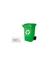 PAPELERA Q-CON.PLASTICO TAPADERA 100L VERDE 1150X500X560 MM RUEDAS 2