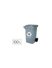 PAPELERA Q-CON.PLASTICO TAPADERA 100L GRIS 1150X500X560 MM RUEDAS 2
