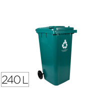 PAPELERA Q-CON.PLASTICO TAPADERA RUEDAS 240LT.VE. 1040X620X610MM