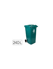 PAPELERA Q-CON.PLASTICO TAPADERA RUEDAS 240LT.VE. 1040X620X610MM 2