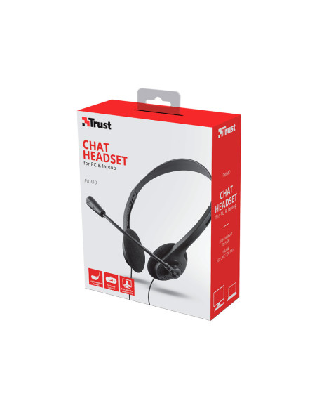 AURICULAR TRUST PRIMO CHAT HEADSET PARA PC Y LAPTOP LONGITUD CABLE 1