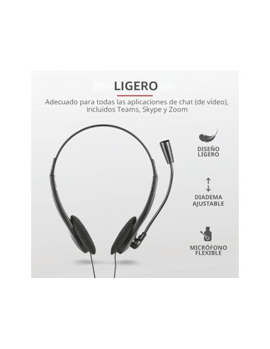 AURICULAR TRUST PRIMO CHAT HEADSET PARA PC Y LAPTOP LONGITUD CABLE 1