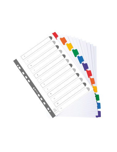SEPARADOR EXACOMPTA CARTULINA JUEGO 12 SEPARADORES A4 MULTI.BLANCO