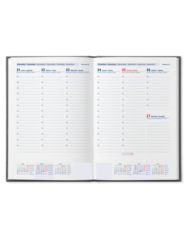 AGENDA OFICINA  2027 ENCUADERNADA CRETA S/V 80X150MM BILINGUE 70G NG.