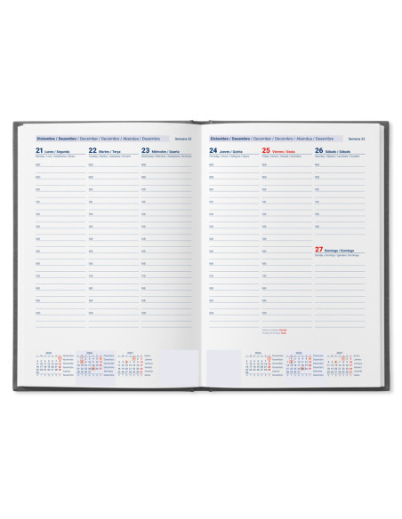 AGENDA OFICINA  2027 ENCUADERNADA CRETA S/V 80X150MM BILINGUE 70G AZ.