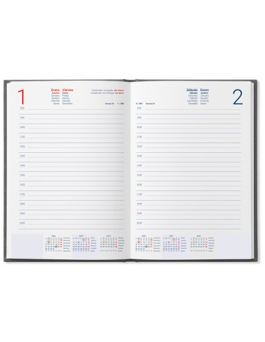 AGENDA OFICINA  2027 ENCUADERNADA CRETA S/V A5 BILINGUE 70G RJ.  DURA
