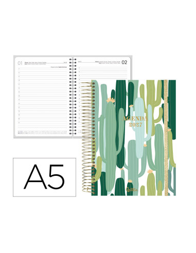 AGENDA OFICINA  2027 ESP.FANTASY D/P A5 BILINGUE 70G PAPEL FSC CACTUS