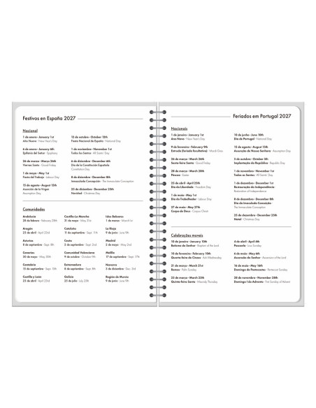 AGENDA OFICINA  2027 ESP.SYMI D/P A5 BILINGUE 70G PAPEL FSC BURDEOS