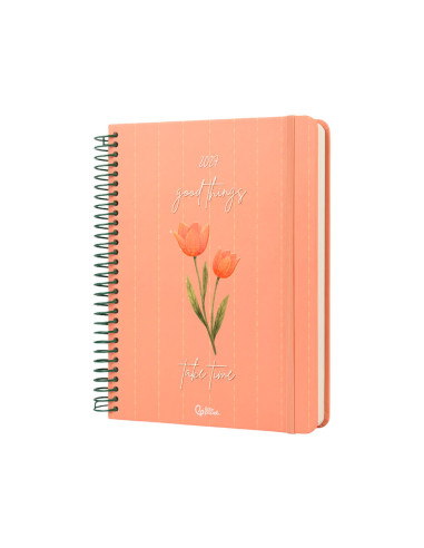 AGENDA OFICINA  2027 ESP.FLOWERS A D/P A5 BILINGUE 70G PAPEL FSC NJ.