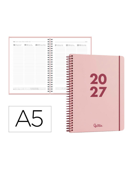 AGENDA OFICINA  2027 ESP.BASIC S/V A5 BILINGUE 60G PAPEL FSC ROSA