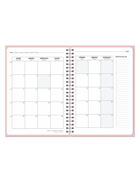 AGENDA OFICINA  2027 ESP.BASIC S/V A5 BILINGUE 60G PAPEL FSC ROSA