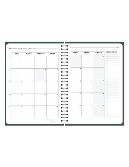 AGENDA OFICINA  2027 ESP.BASIC S/V A5 BILINGUE 60G PAPEL FSC VE.
