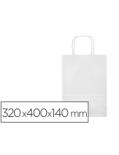 BOLSA PAPEL Q-CON.CELULOSA BL.L ASA RETORCIDA 320X400X14MM