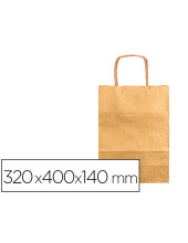 BOLSA PAPEL Q-CON.KRAFT ORO L ASA RETORCIDA 320X400X14MM